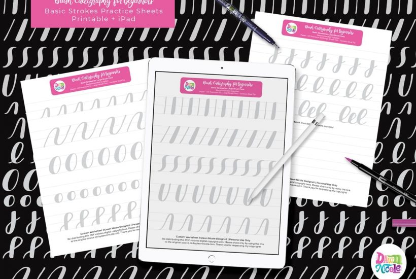 Basic Strokes Worksheets for Large Brush Pens. Download these free brush calligraphy worksheets and get practicing! 
