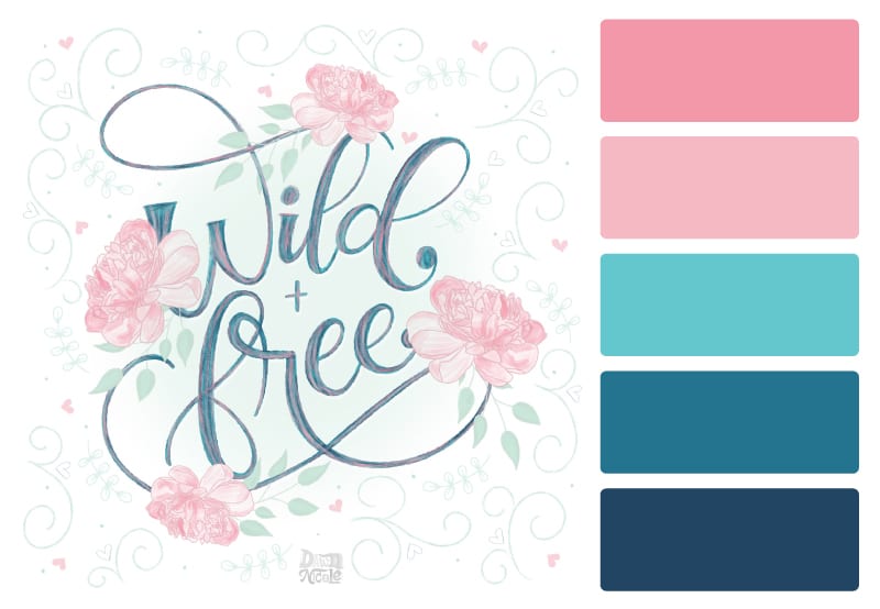 Pink Sky Color Palette + Lettering Inspiration. Grab this free color palette, check out the lettering pieces I created with it, and then use it to make some of your own!
