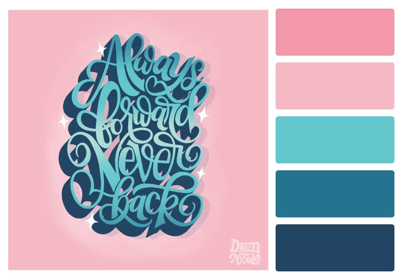 Pink Sky Color Palette + Lettering Inspiration. Grab this free color palette, check out the lettering pieces I created with it, and then use it to make some of your own!