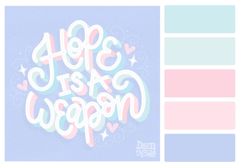 Quiet Pastels Color Palette + Lettering Inspiration. Grab this free color palette, check out the lettering pieces I created with it, and then use it to make some of your own!