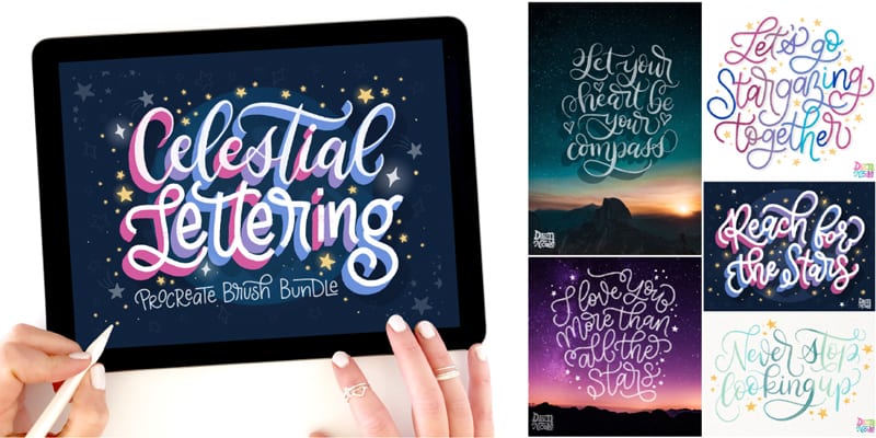 Reach for the Stars Procreate Video Lesson. Learn how to create this lettering artwork in my free 23-minute video lesson!