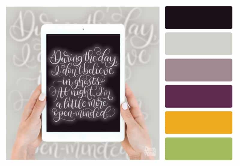 Haunted Dreams Color Palette. Grab the free color palette and use the lettering pieces I created using it to inspire your own hand-lettered artwork!