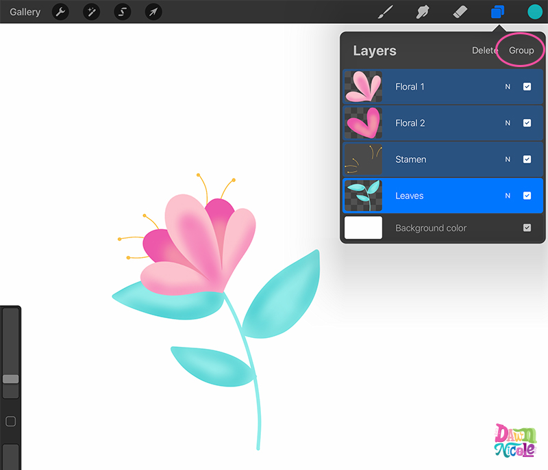 Learn how to create this easy flower drawing in Procreate in just a few steps. 