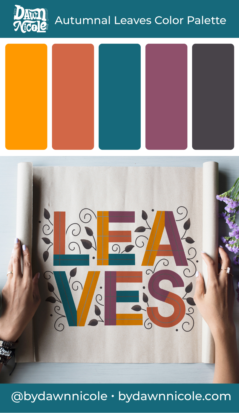 Autumnal Leaves Color Palette. Get this free Autumnal color palette, plus a few tips to level up your lettering!