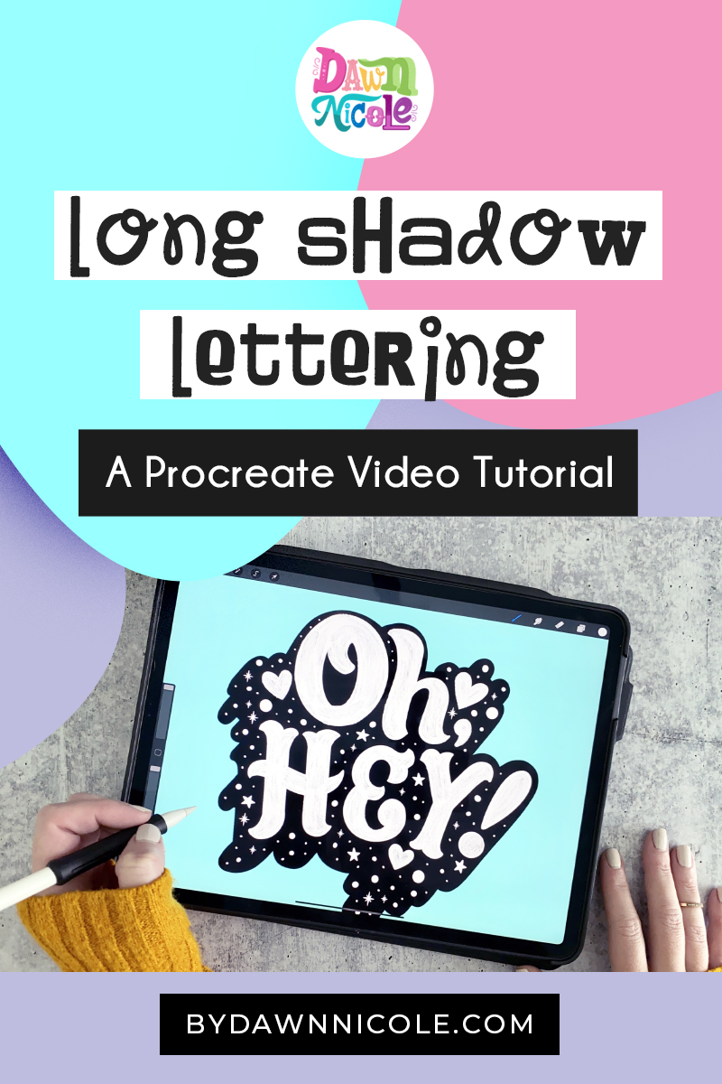 Long Shadow Lettering: Procreate Video Tutorial. Create this textured lettering with a long shadow and illustrations in five simple steps!