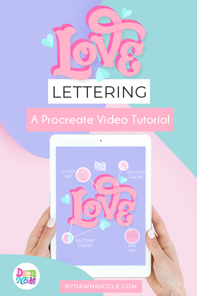 Grab the free color palette and learn to create this textured love lettering!