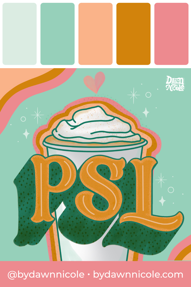 Pumpkin Spice Latte Color Palette. A sweet seasonal color palette inspired by my love of pastel Fall colors and, of course, PSLs.