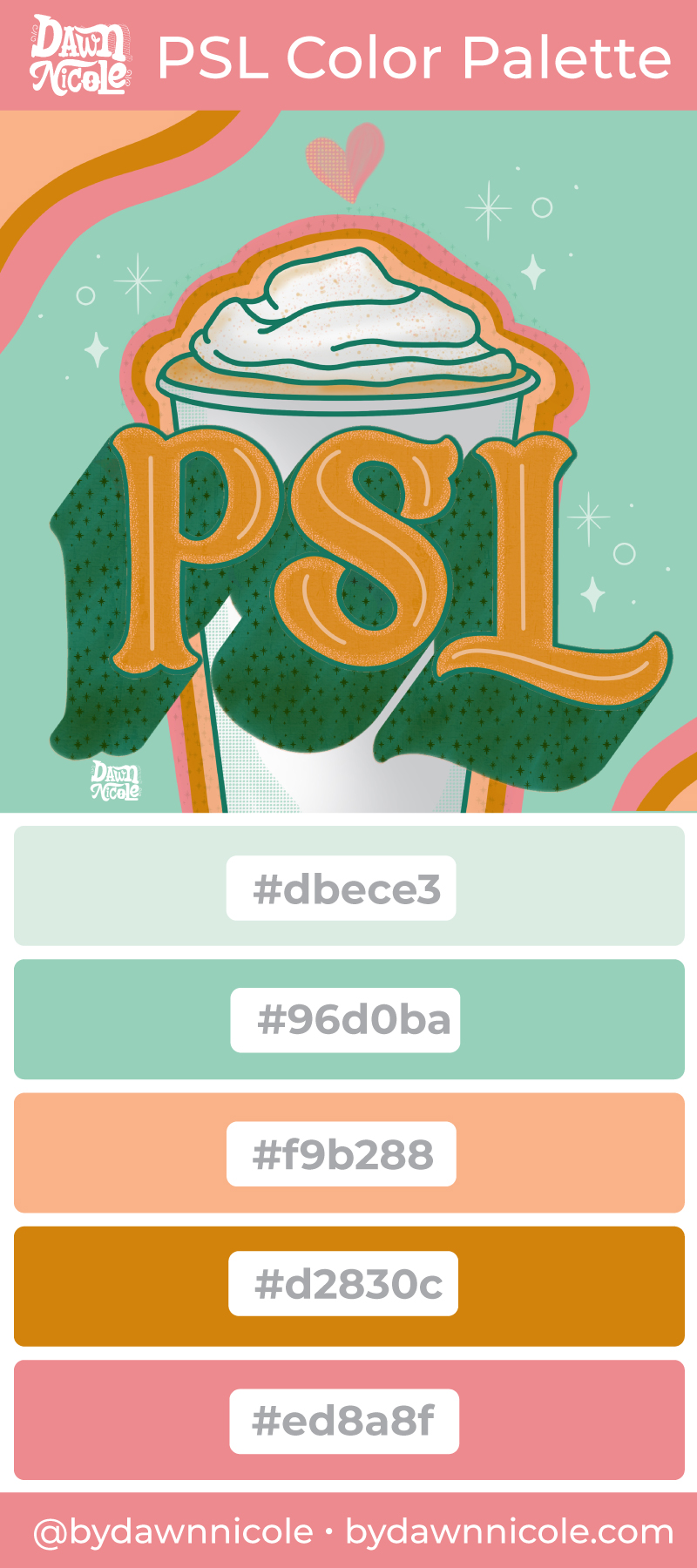 Pumpkin Spice Latte Color Palette. A sweet seasonal color palette inspired by my love of pastel Fall colors and, of course, PSLs.