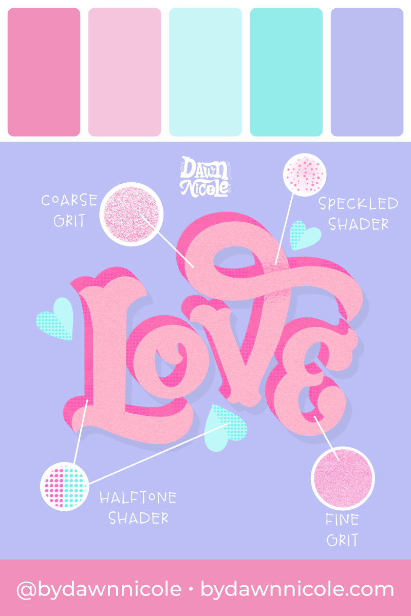 Purple Sky Color Palette. This free color palette is featured in my Quinn Serif Style Textured "Love" Lettering. 