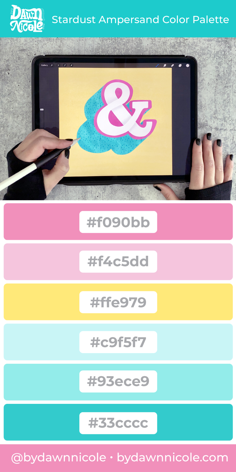 Stardust Ampersand Color Palette. I'm sharing this bright and cheery free color palette along with a few tips to level up your lettering.