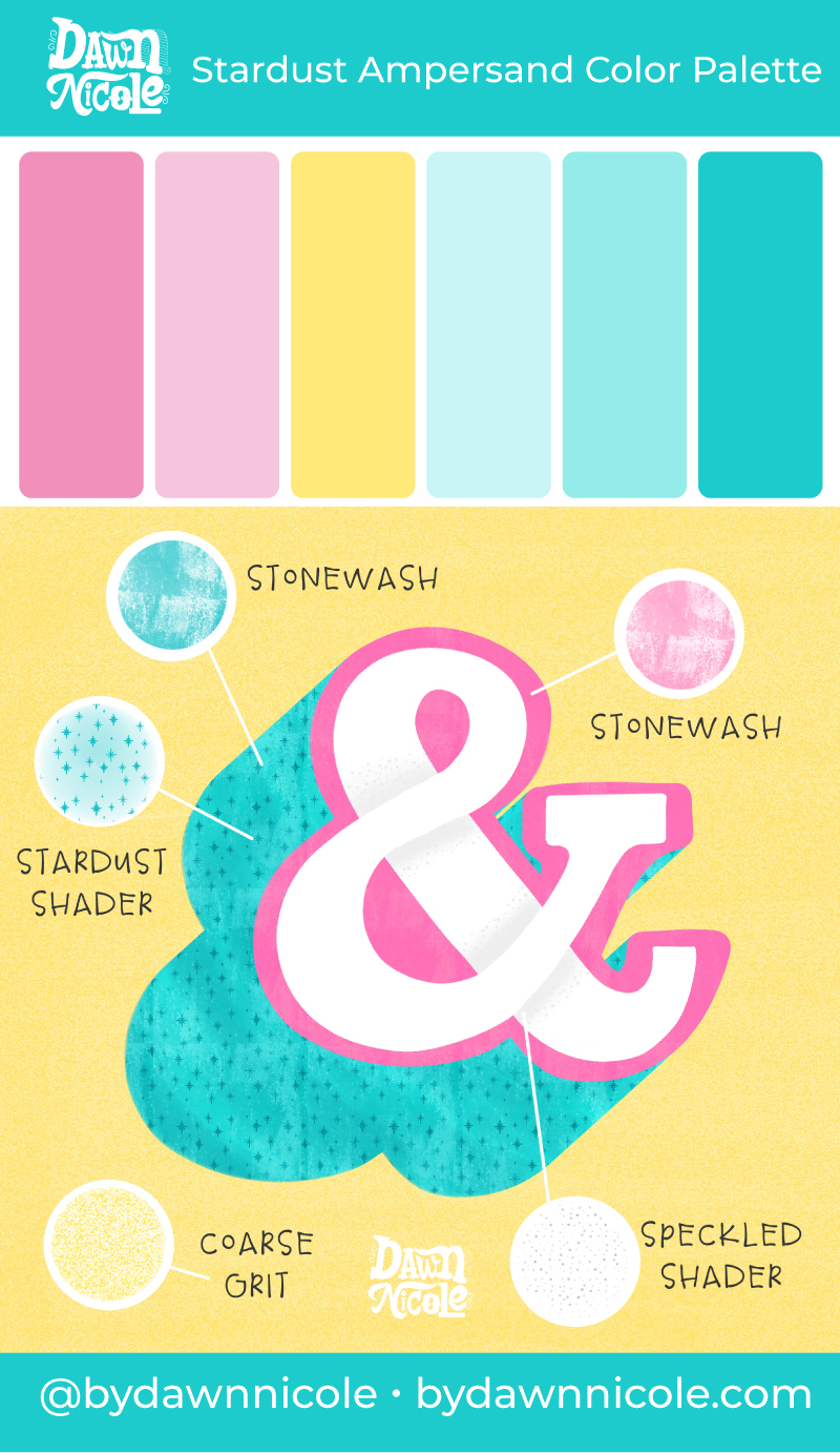 Stardust Ampersand Color Palette. I'm sharing this bright and cheery free color palette along with a few tips to level up your lettering.