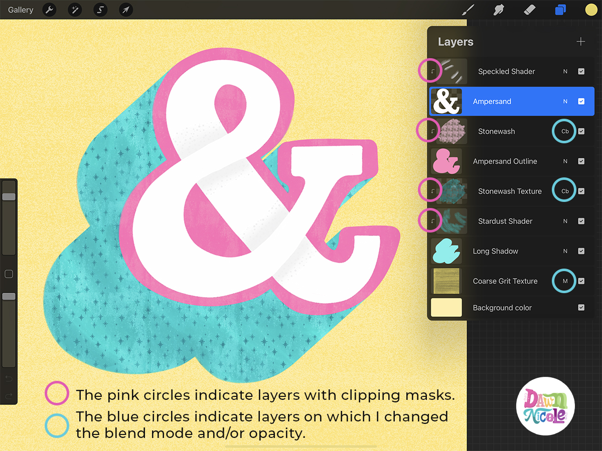 Textured Ampersand: Procreate Video Tutorial. Grab the free color palette and let's create this ampersand together step-by-step!