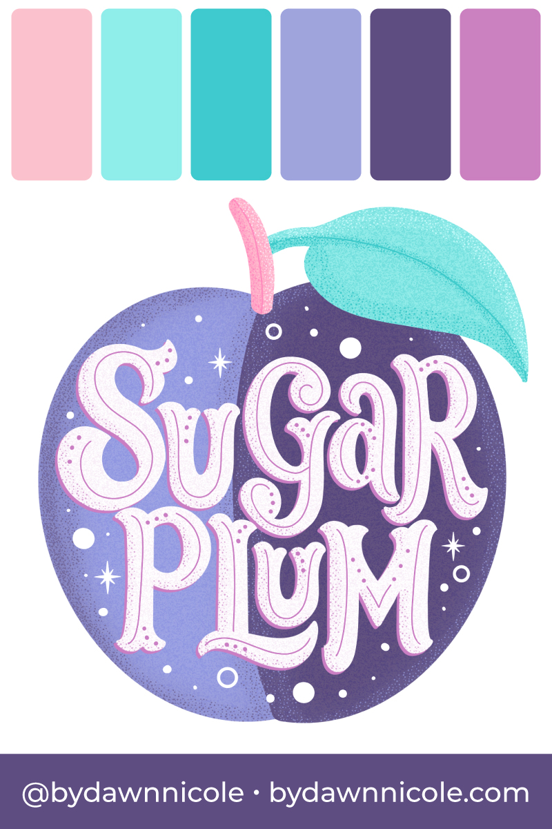 Sugar Plum Color Palette. Grab the free color palette I used to create this "Sugar Plum" hand lettering in the Procreate app!