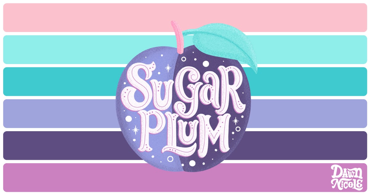 Sugar Plum Color Palette. Grab the free color palette I used to create this "Sugar Plum" hand lettering in the Procreate app!