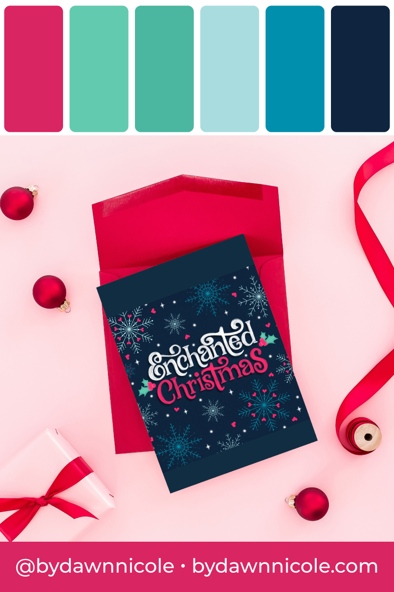 Enchanted Christmas Color Palette. Grab the free color palette I used to create this festive hand-lettered artwork in the Procreate app!