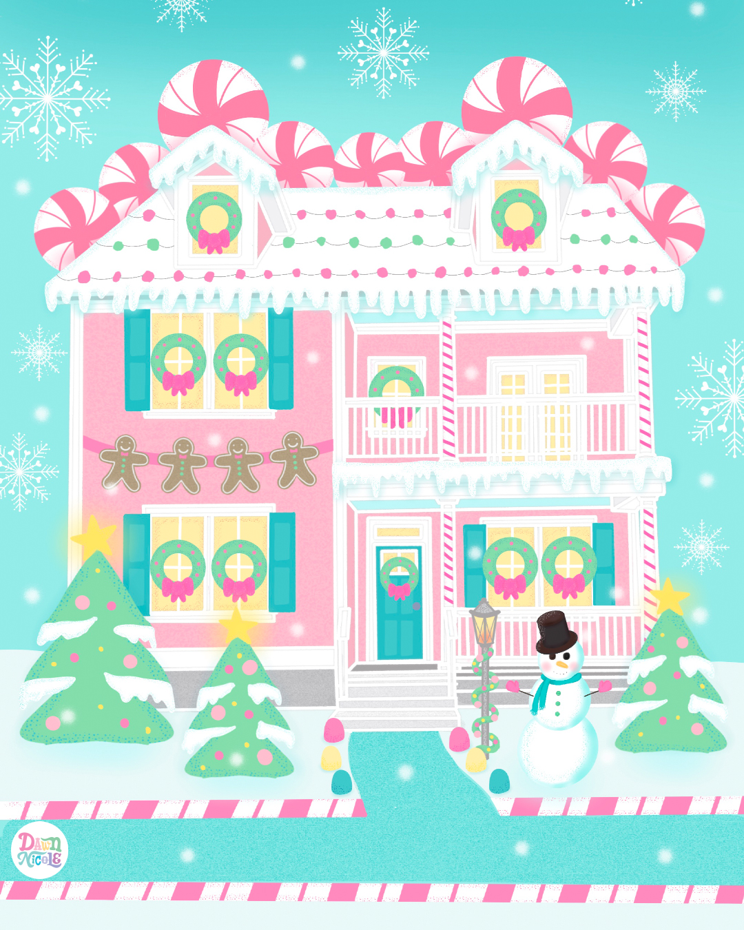 Procreate Illustration: Winter Wonderland Home. How to turn your home into an adorable gingerbread house inspired illustration!