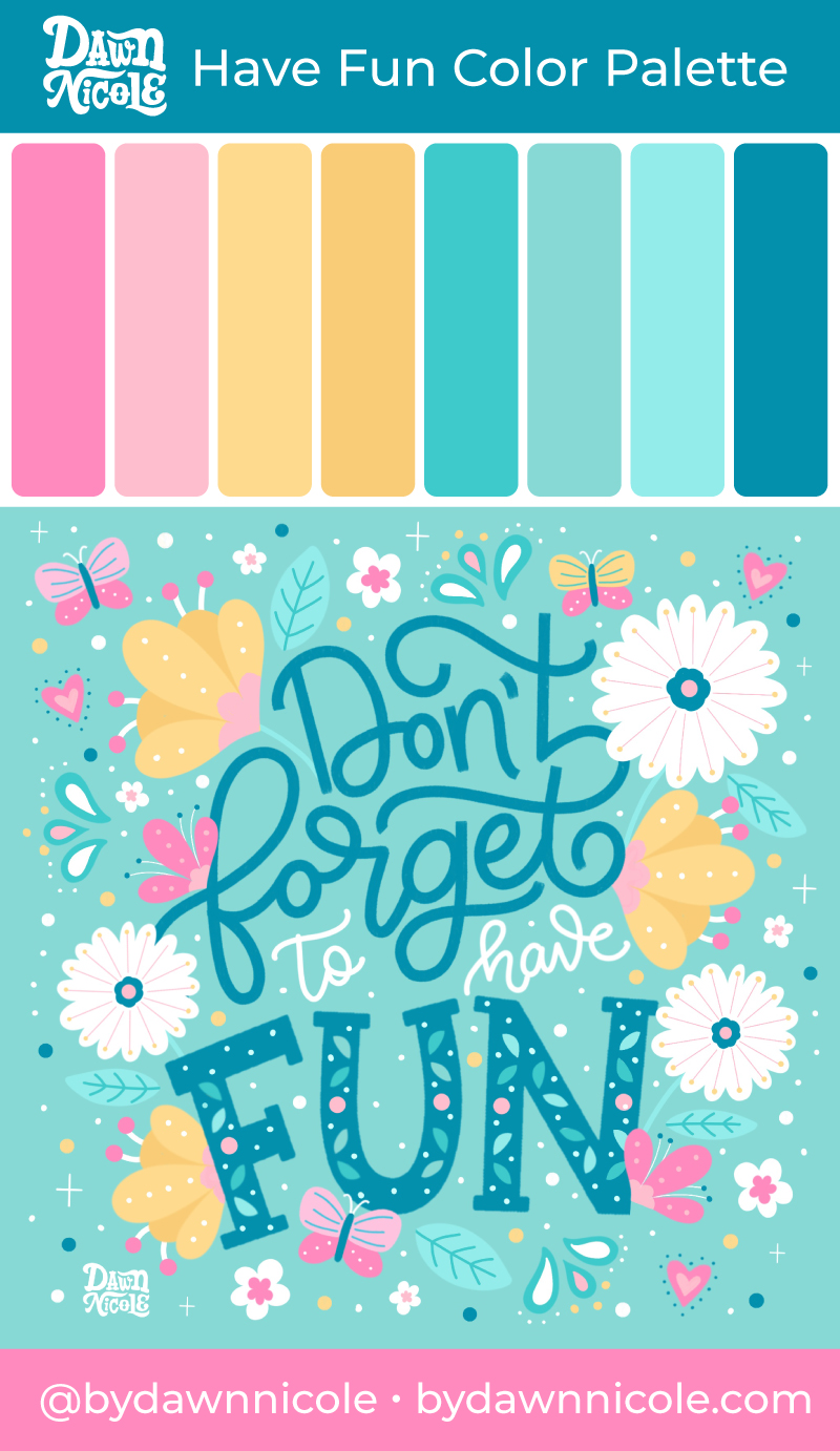 Have Fun Color Palette. Grab the playful color palette I used to create this folk art style lettering in the Procreate app!