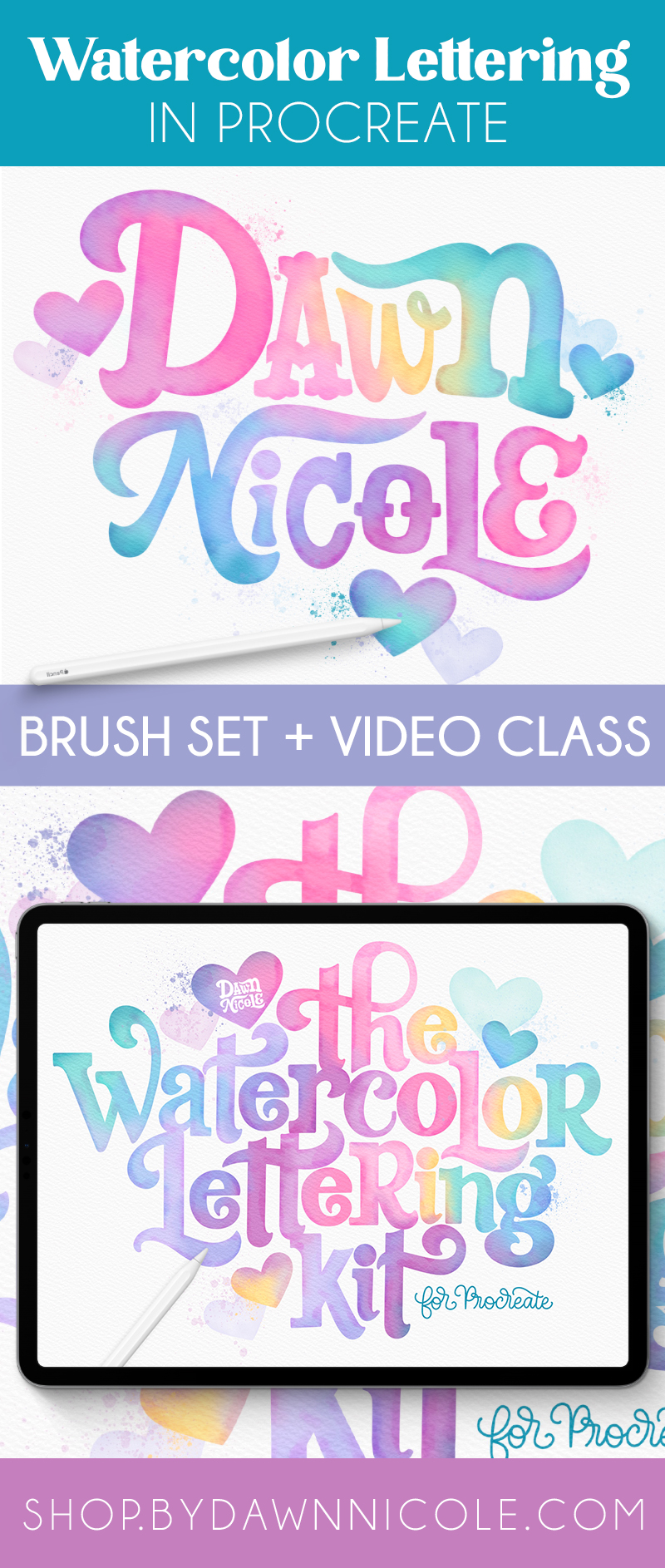 Watercolor Lettering in Procreate. Learn to Create Gorgeous Watercolor Lettering digitally in the Procreate App!