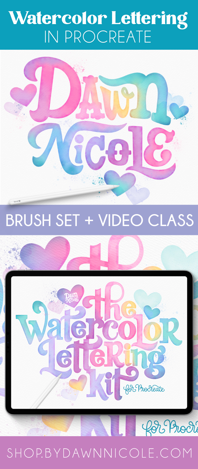 Watercolor Lettering in Procreate - Dawn Nicole