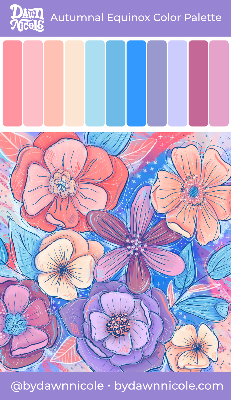 Autumnal Equinox Color Palette. Grab the playful color palette I used to create these Artsy Florals in the Procreate app!