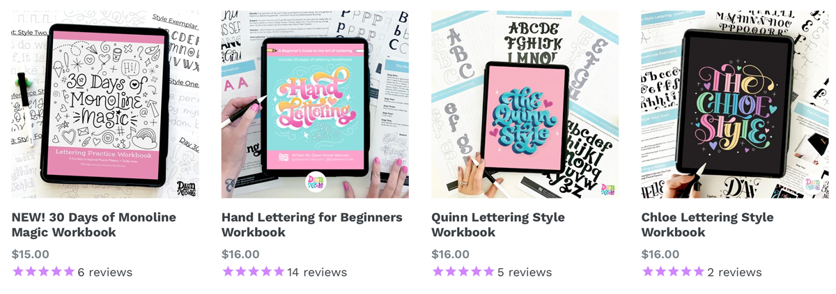 Quinn Lettering Style Workbook – Dawn Nicole 💖 Lettering Shop