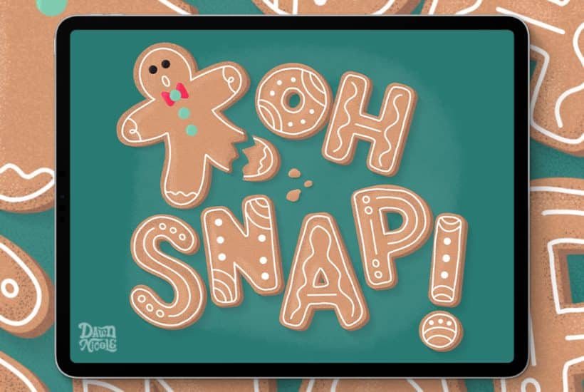 Gingerbread Cookie Lettering Tutorial. Follow along with my Procreate video tutorial to create this sweet lettering style!
