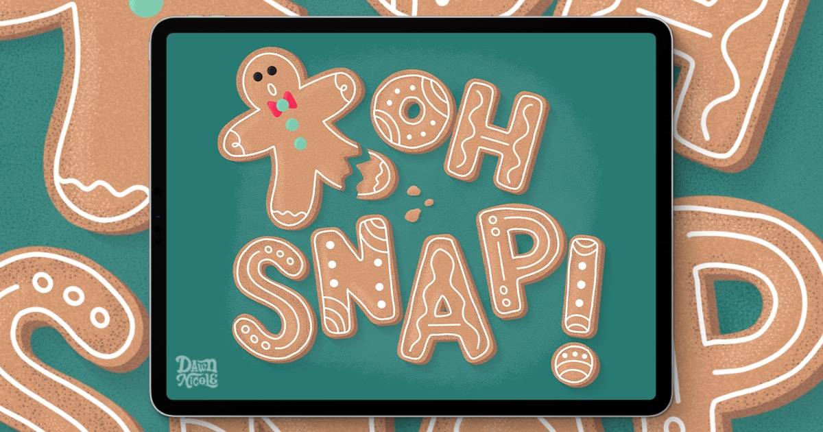 Gingerbread Cookie Lettering Tutorial. Follow along with my Procreate video tutorial to create this sweet lettering style!