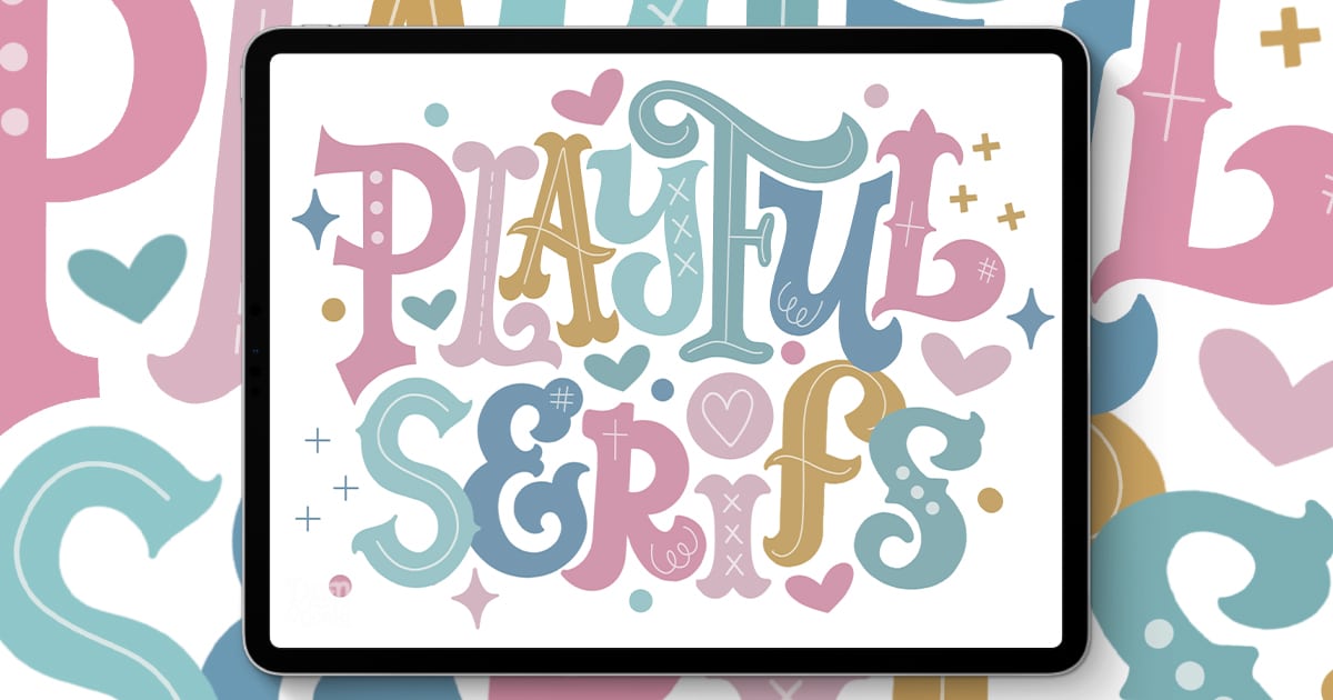 Playful Serifs (Free Procreate Lettering Series!). You'll learn twenty-six different serif styles throughout this video series.