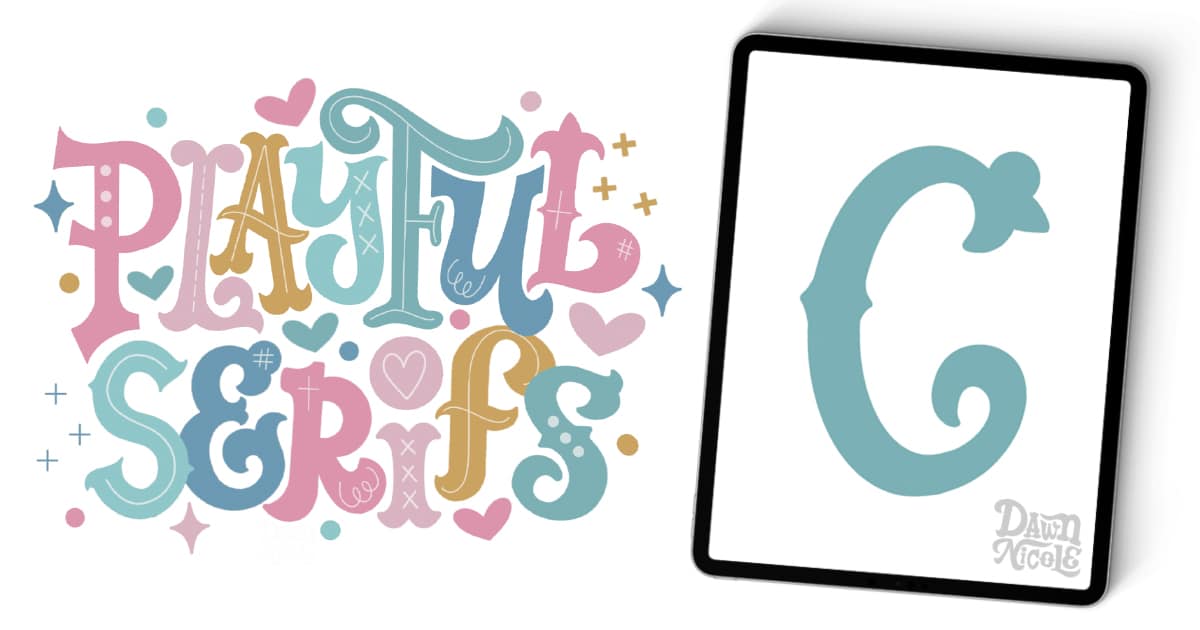 Learn how to draw a playful serif&nbsp;C with this step-by-step lettering tutorial. Includes a downloadable template and Procreate video lesson.