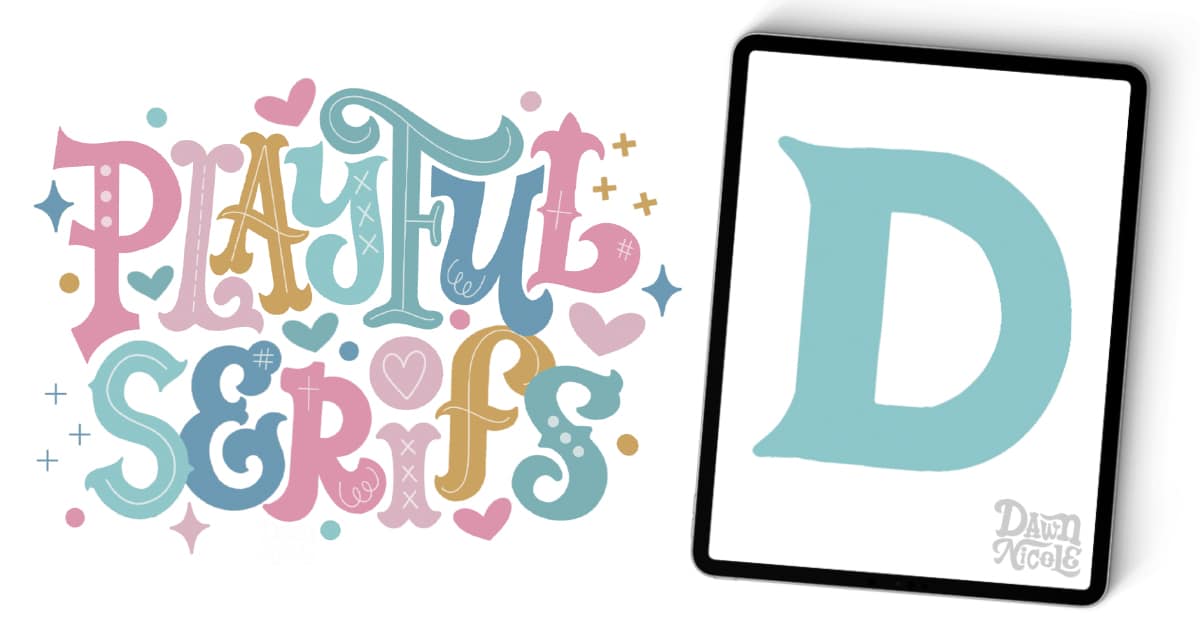 Learn how to draw a playful serif D with this step-by-step lettering tutorial. Includes a downloadable template and Procreate video lesson.