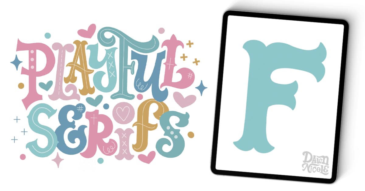 Learn how to draw a playful serif F with this step-by-step lettering tutorial. Includes a downloadable template and Procreate video lesson.