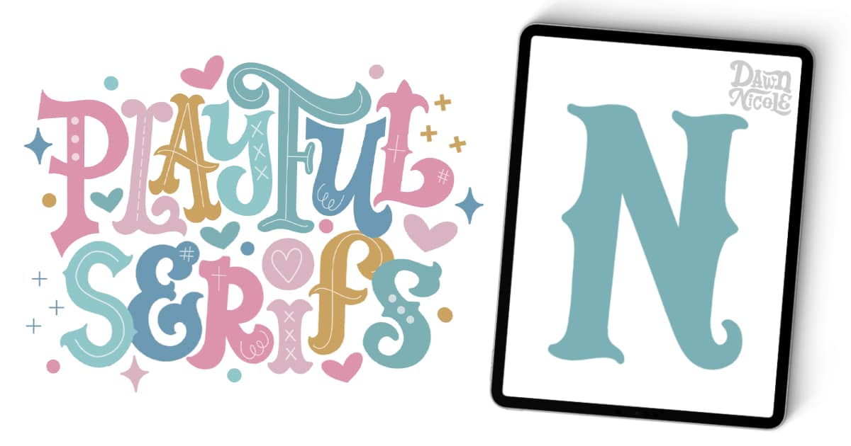 Learn how to draw a playful serif N with this step-by-step lettering tutorial. Includes a downloadable template and Procreate video lesson.