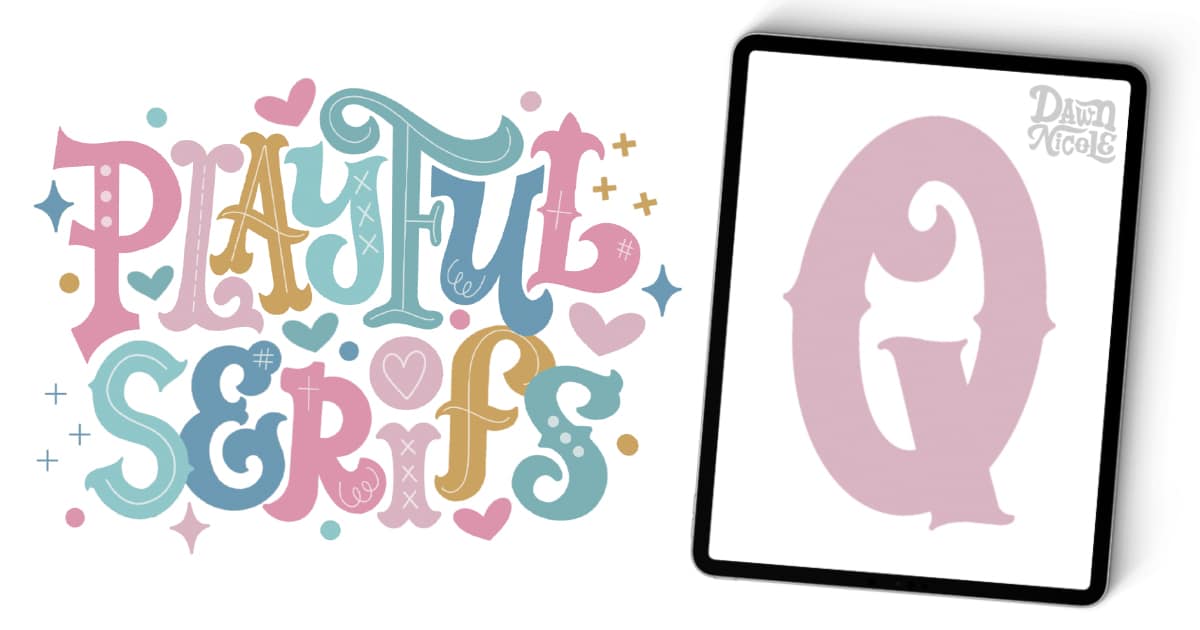 Learn how to draw a playful serif Q with this step-by-step lettering tutorial. Includes a downloadable template and Procreate video lesson.