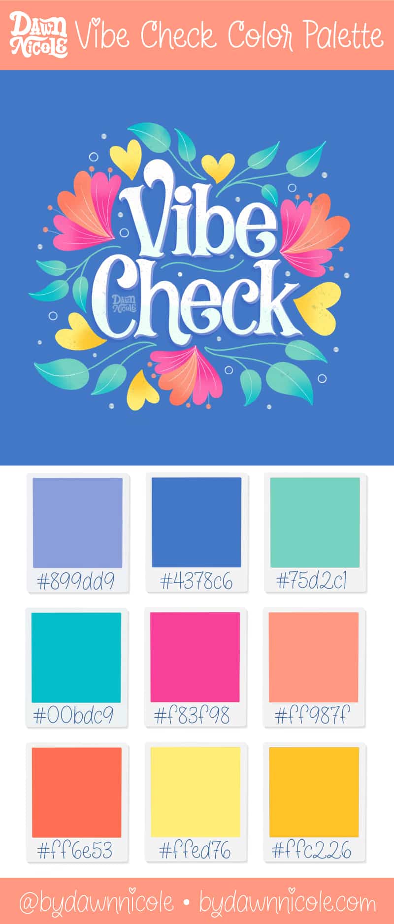 Vibe Check Color Palette. I'm sharing the vibrant color palette I used for my playful "Vibe Check" artwork as a free download!
