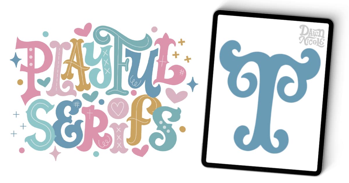 Learn how to draw a playful serif T with this step-by-step lettering tutorial. Includes a downloadable template and Procreate video lesson.