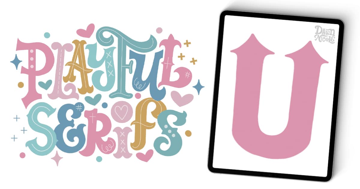 Learn how to draw a playful serif U with this step-by-step lettering tutorial. Includes a downloadable template and Procreate video lesson.