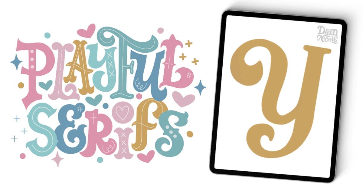 Playful Serifs: Letter Y. We're on week twenty-five of the 26-week Procreate Lettering Series with Letter Y. Join the fun!