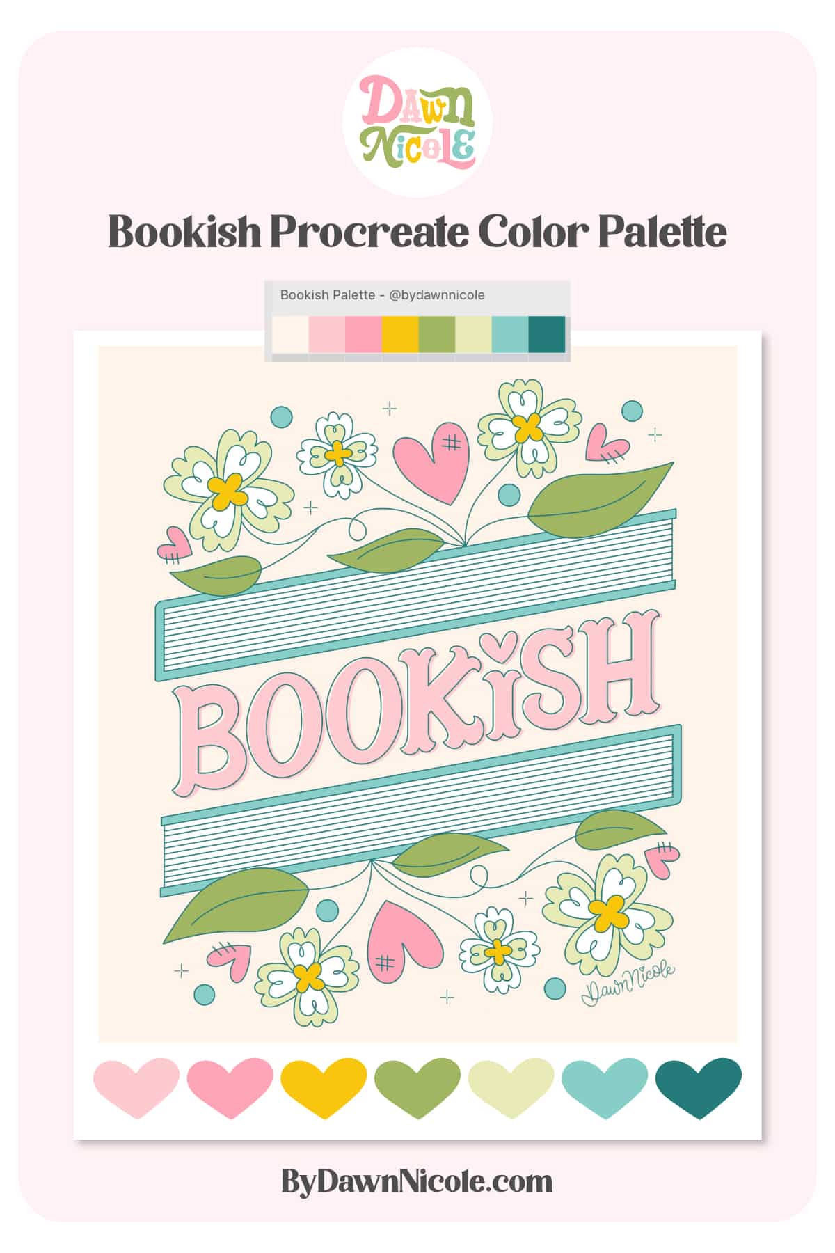 Bookish Color Procreate Palette. Download this free Procreate color palette and use it to inspire your next project!