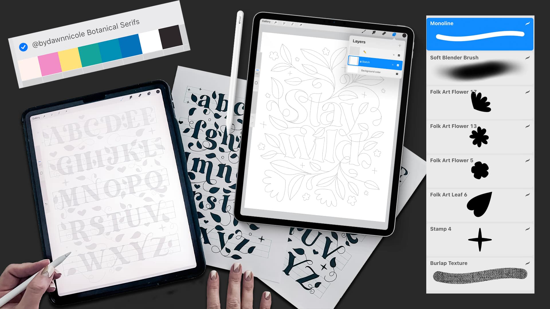 Botanical Serifs Lettering Art Tutorial. Follow along with my step-by-step video to create this gorgeous botanical art in Procreate!