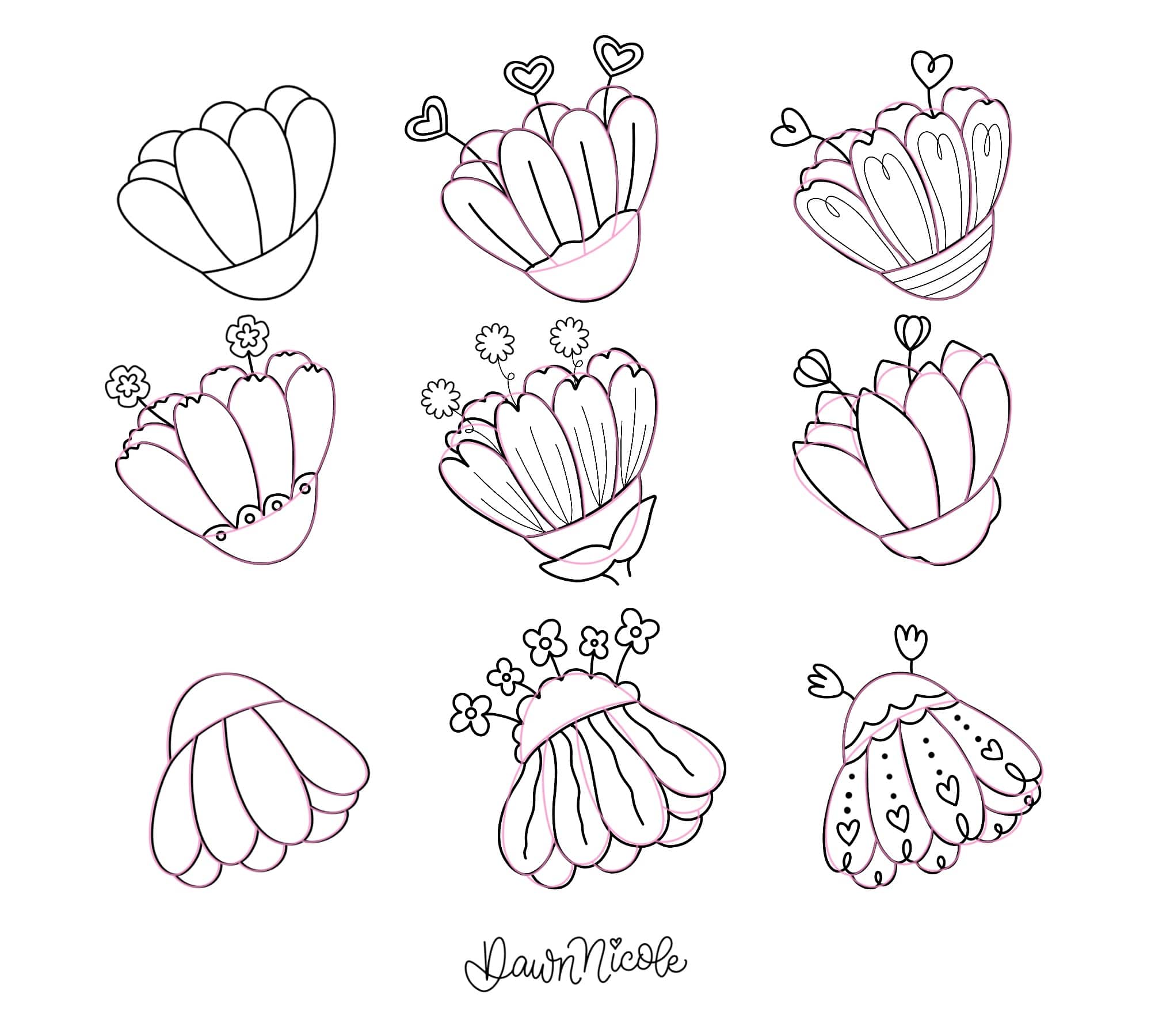 10 Folksy Flowers to Draw. Learn how to draw ten delightful flower styles, with easy step-by-step instructions!