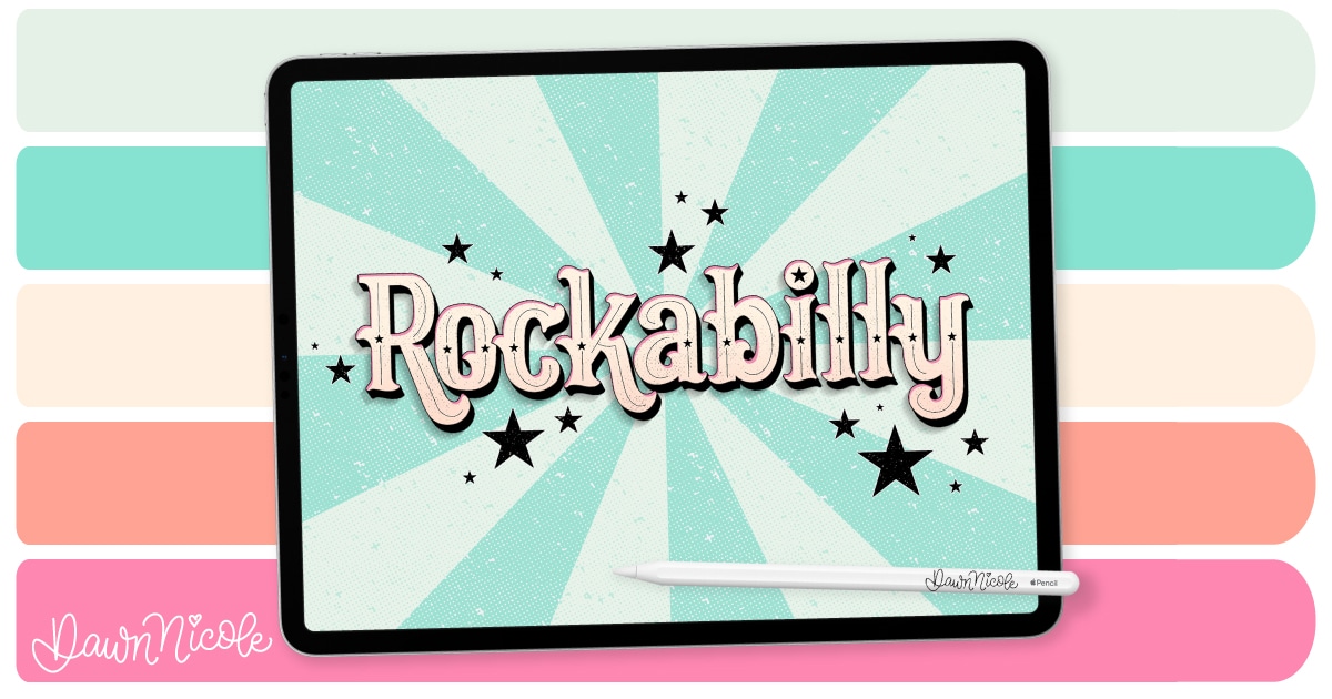 Rockabilly Procreate Color Palette. Download this free Procreate color palette and use it to inspire your next project!