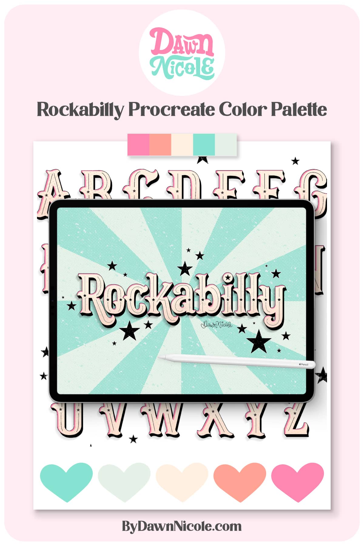 Rockabilly Procreate Color Palette. Download this free Procreate color palette and use it to inspire your next project!