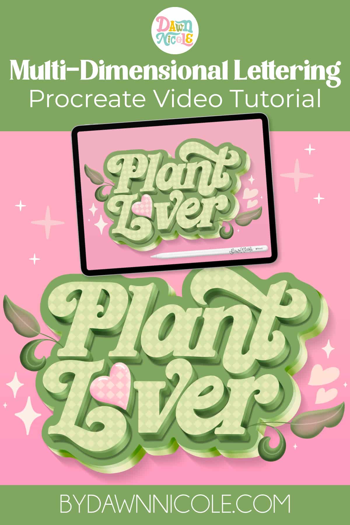 Multi-Dimensional Lettering Procreate Tutorial. Follow my video tutorial to learn how to create this stacked dimensional lettering style.