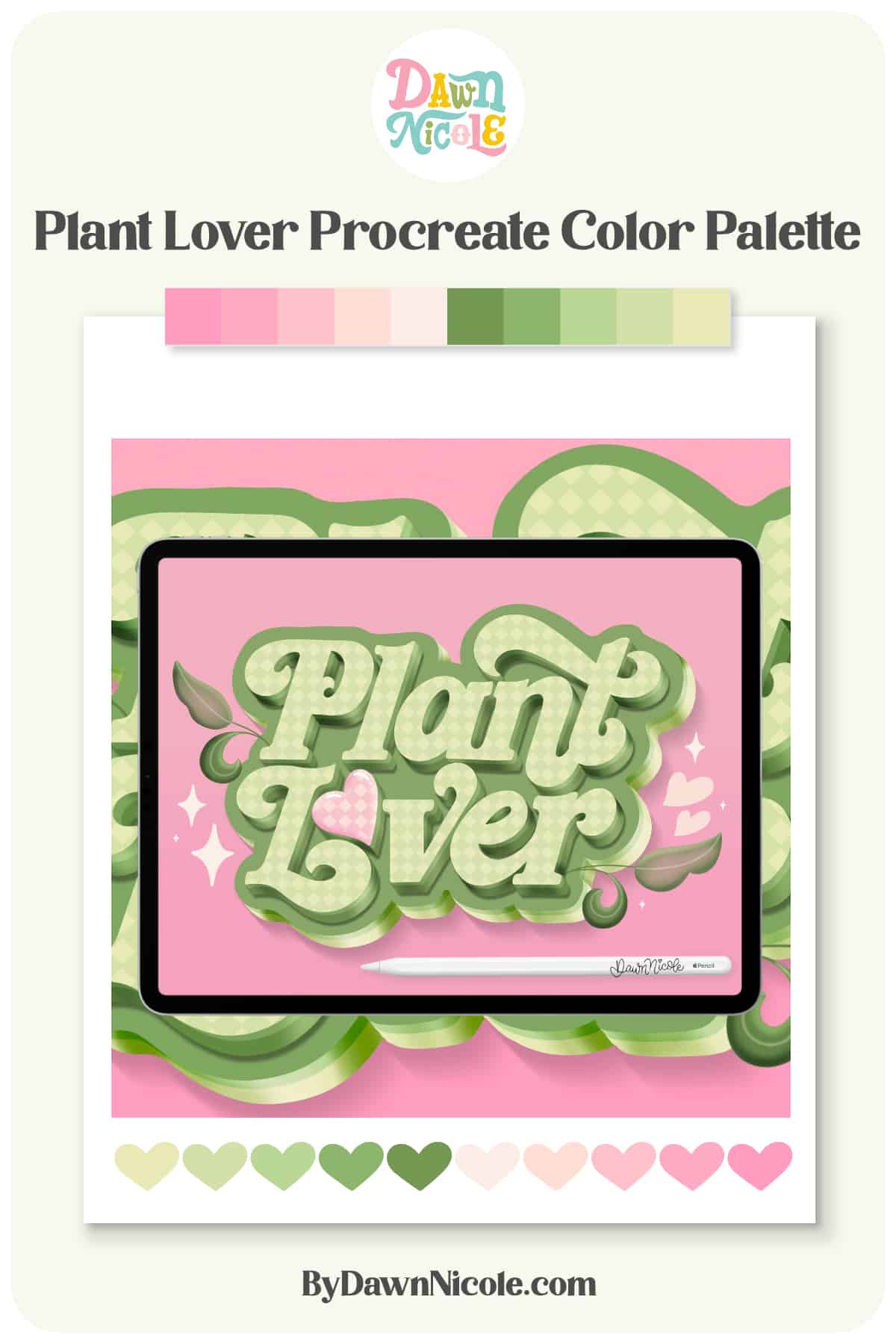 Plant Lover Procreate Color Palette. Download this free Procreate color palette to inspire your next project!