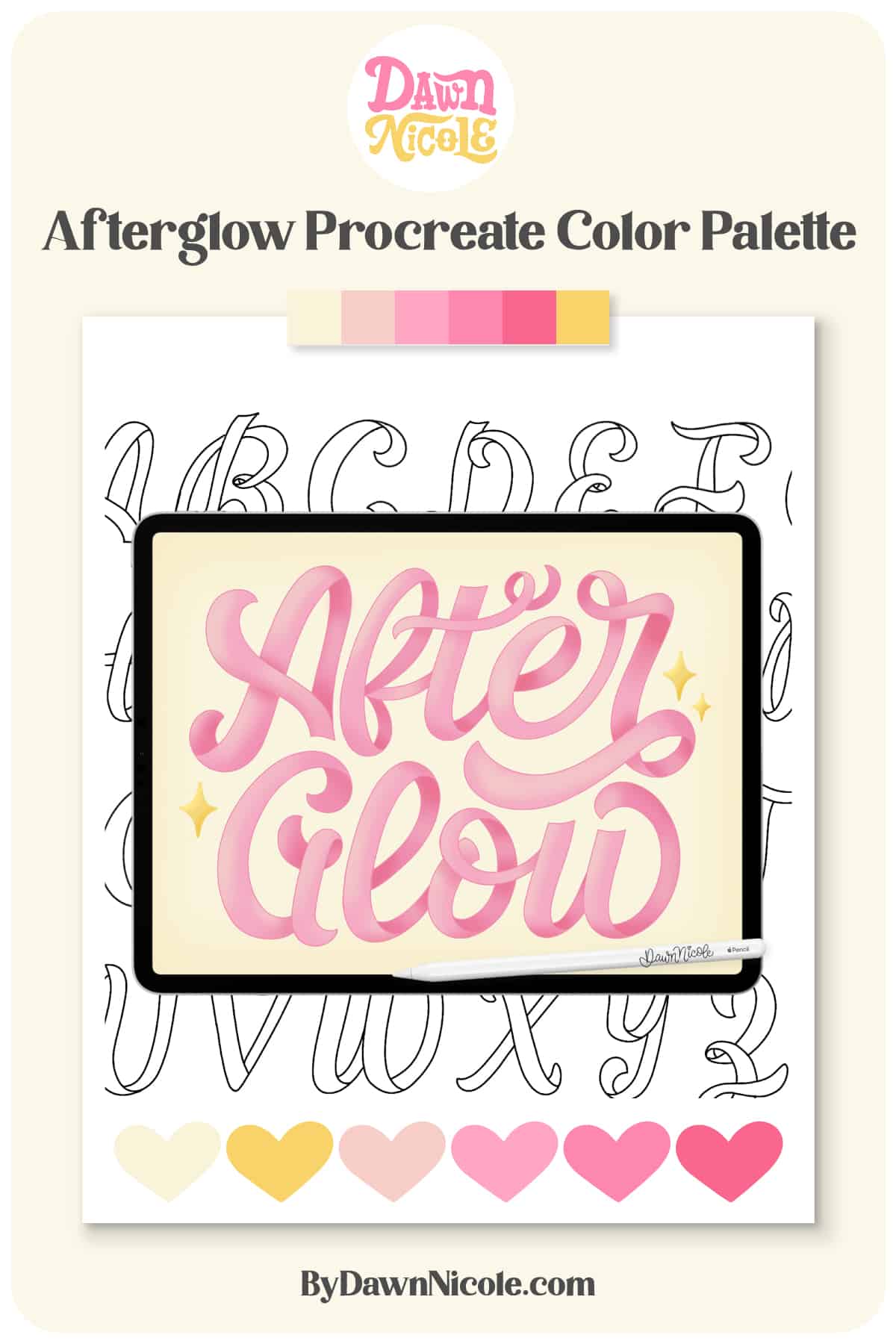 AfterGlow Procreate Color Palette. Add a dreamy, feminine touch to your digital art with my AfterGlow Procreate Color Palette!