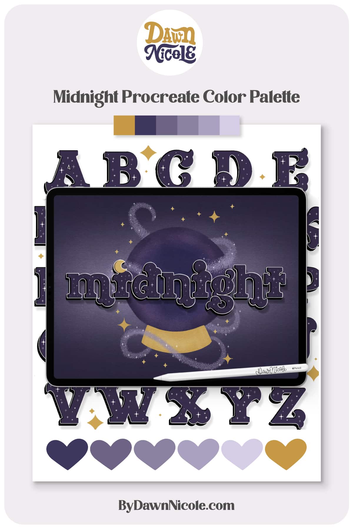 Midnight Procreate Color Palette. Download this free Procreate color palette to inspire your next project!