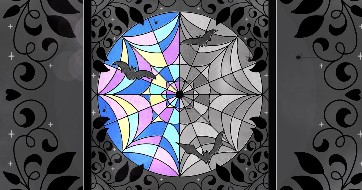 Stained Glass Art in Procreate. Follow my step-by-step Procreate video tutorial to create this Wednesday-inspired art with gothic details.