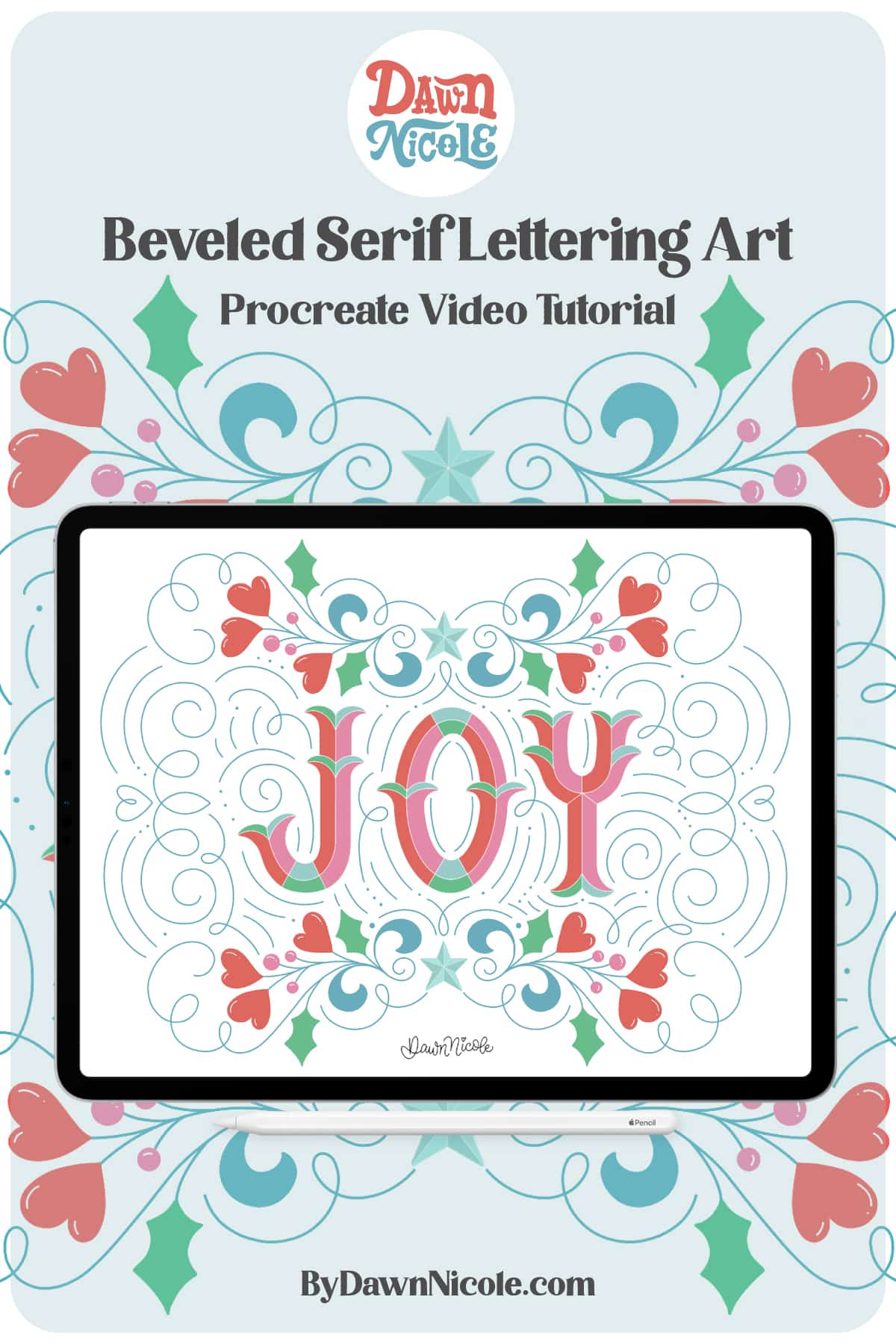 Beveled Serif Holiday Art Tutorial. Create joyful holiday lettering art with embellishments by following my video tutorial!