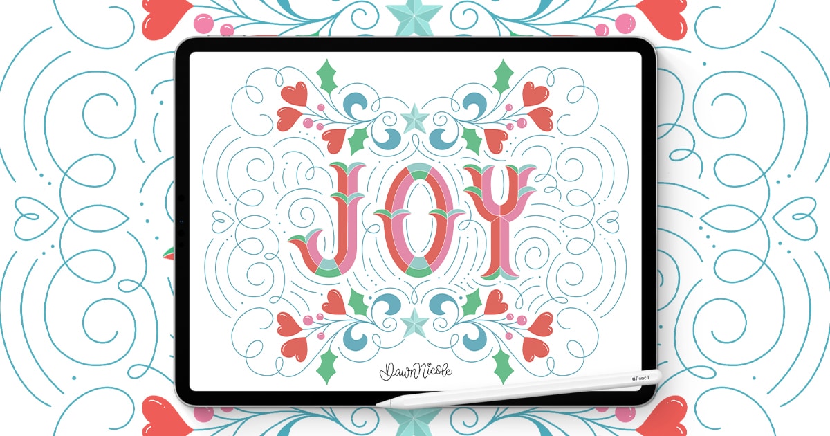 Beveled Serif Lettering Art Tutorial. Create joyful holiday lettering art with embellishments by following my video tutorial!