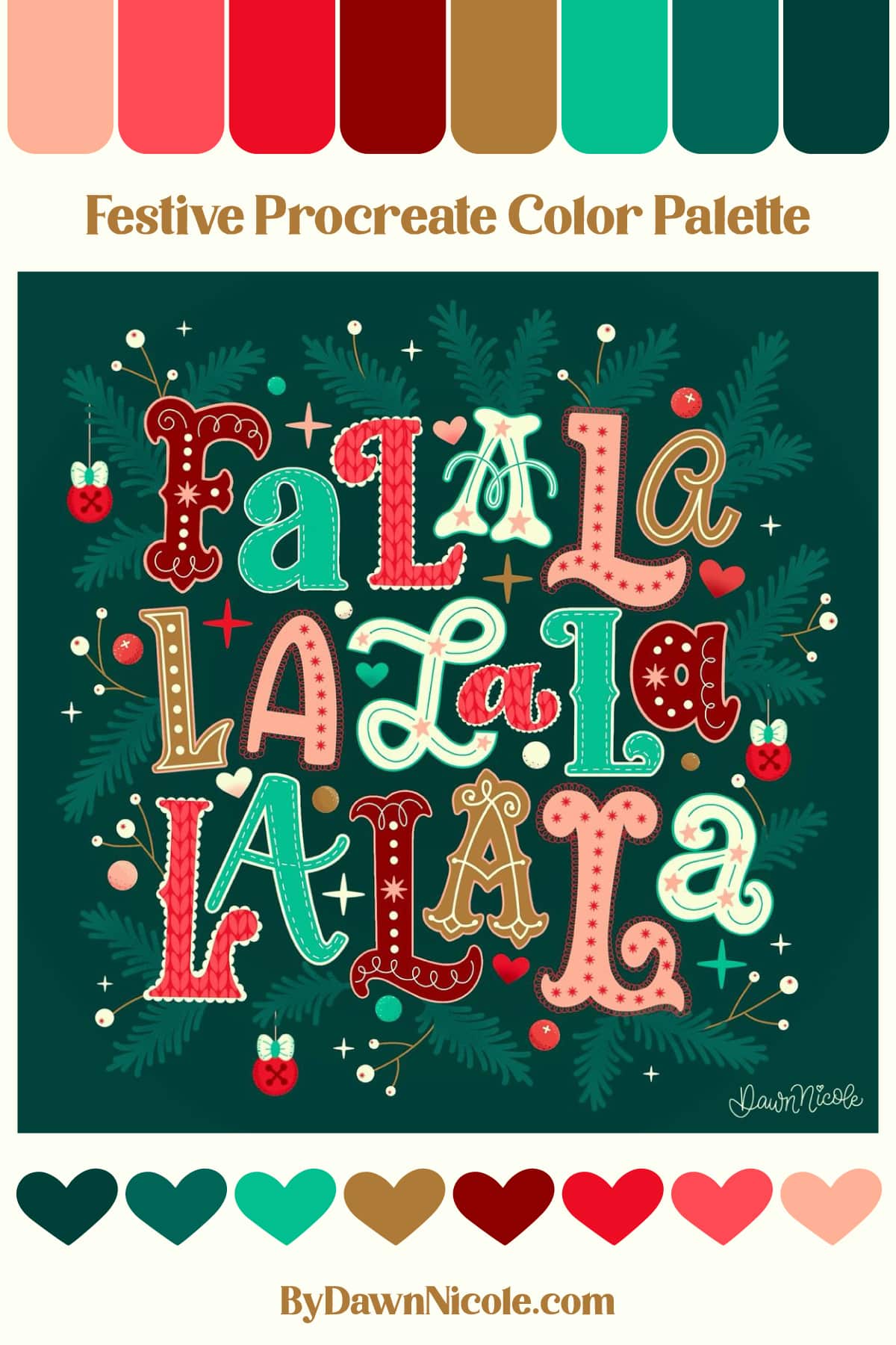 Festive Procreate Color Palette. Download this free Procreate color palette to inspire your next holiday art project!